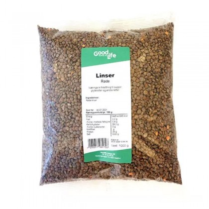 Økologiske Røde linser - 1 kg - Good Life