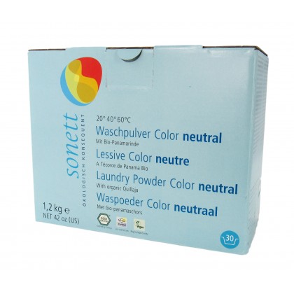 Vaskemiddel, tøy, nøytral, color, pulver, 1.2 kg, økologisk, Sonett