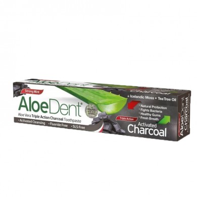 Aloe Dent aktivert kull tannkrem u/fluor 100ml