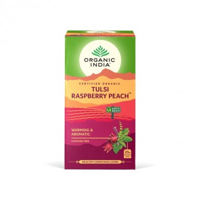 Tulsi Bringebær Fersken té fra Organic India