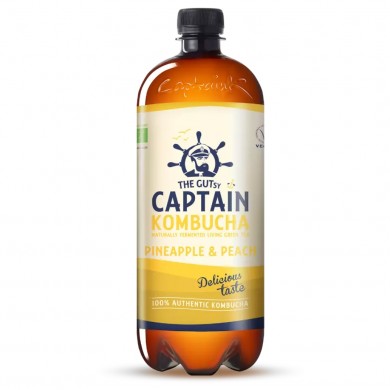 Økologisk Kombucha - Pineapple & Peach - 1 liter - Captain Kombucha