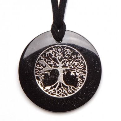 Shungitt pendant - Tree of life i sølv - Anheng