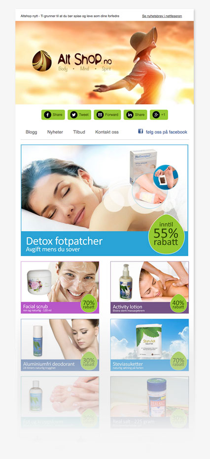 Altshop nyhetsbrev eksempel